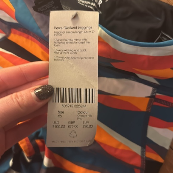 NWT Sweaty Betty XS Power Workout Leggings - Orange Hills Print - Picture 4 of 8